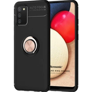 Samsung Galaxy A02S Kılıf Kickstand Ring Holder Siyah - Rose