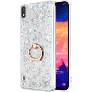 Galaxy A10 Kılıf Glitter Liquid Holder Gümüş