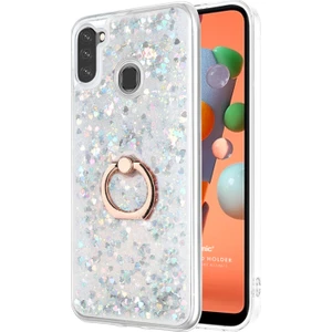 Samsung Galaxy A11 Kılıf Glitter Liquid Holder Gümüş