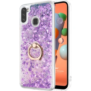 Samsung Galaxy A11 Kılıf Glitter Liquid Holder Mor