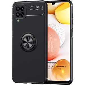 Samsung Galaxy A12 Kılıf Kickstand Ring Holder Siyah
