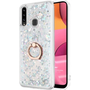 Samsung Galaxy A20S Kılıf Glitter Liquid Holder Gümüş
