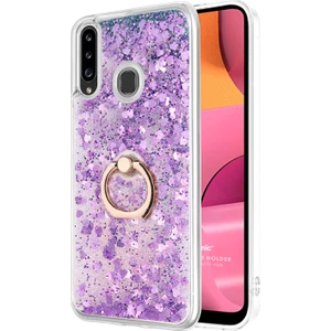 Samsung Galaxy A20S Kılıf Glitter Liquid Holder Mor