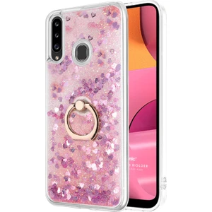 Samsung Galaxy A20S Kılıf Glitter Liquid Holder Pembe