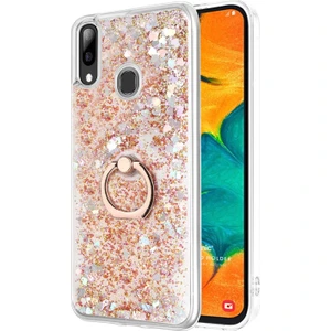 Samsung Galaxy A30 Kılıf Glitter Liquid Holder Gold