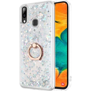 Samsung Galaxy A30 Kılıf Glitter Liquid Holder Gümüş