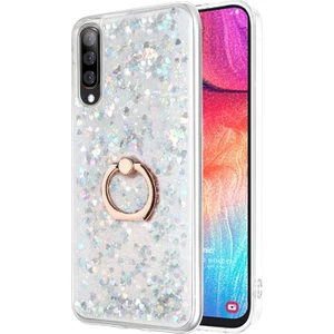 Samsung Galaxy A30S Kılıf Glitter Liquid Holder Gümüş