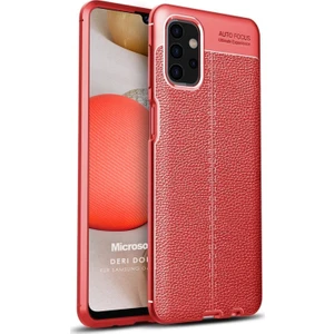 Samsung Galaxy A32 5G Kılıf Deri Dokulu Silikon Kırmızı