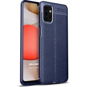 Samsung Galaxy A32 5G Kılıf Deri Dokulu Silikon Lacivert