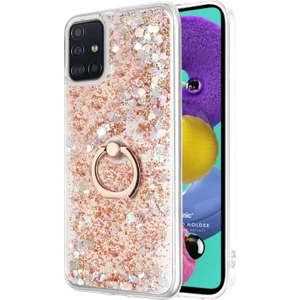 Samsung Galaxy A51 Kılıf Glitter Liquid Holder Gold