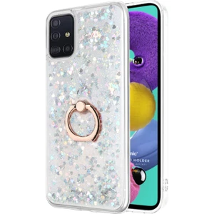 Galaxy A71 Kılıf Glitter Liquid Holder Gümüş