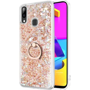 Galaxy M10S Kılıf Glitter Liquid Holder Gold