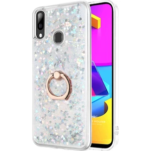 Galaxy M10S Kılıf Glitter Liquid Holder Gümüş