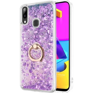 Galaxy M10S Kılıf Glitter Liquid Holder Mor