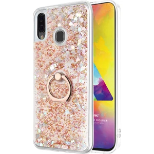 Samsung Galaxy M20 Kılıf Glitter Liquid Holder Gold