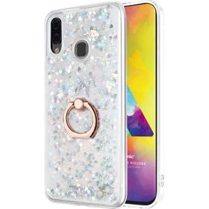 Samsung Galaxy M20 Kılıf Glitter Liquid Holder Gümüş