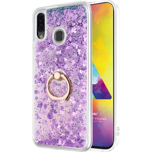 Samsung Galaxy M20 Kılıf Glitter Liquid Holder Mor