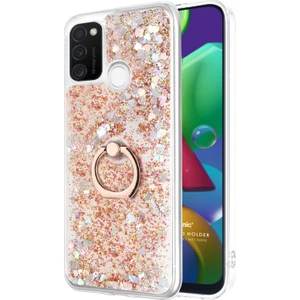 Samsung Galaxy M30S Kılıf Glitter Liquid Holder Gold