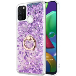 Samsung Galaxy M30S Kılıf Glitter Liquid Holder Mor