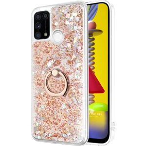 Samsung Galaxy M31 Kılıf Glitter Liquid Holder Gold
