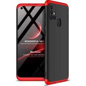 Samsung Galaxy M31S Kılıf Double Dip 360 Protective Siyah - Kırmızı