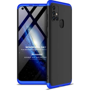 Samsung Galaxy M31S Kılıf Double Dip 360 Protective Siyah - Mavi