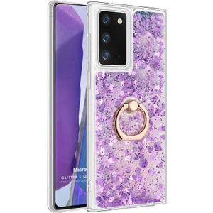 Samsung Galaxy Note 20 Kılıf Glitter Liquid Holder Mor