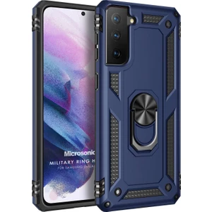 Samsung Galaxy S21 Kılıf Military Ring Holder Lacivert