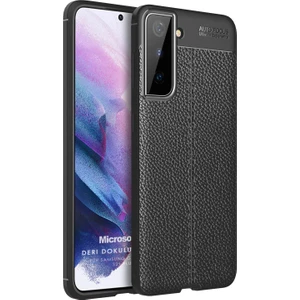 Samsung Galaxy S21 Plus Kılıf Deri Dokulu Silikon Siyah