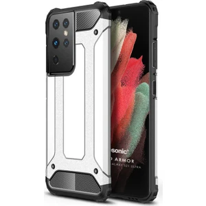 Galaxy S21 Ultra Kılıf Rugged Ar Gümüş