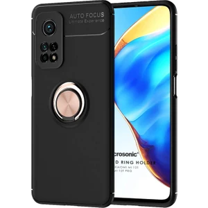 Xiaomi Mi 10T Kılıf Kickstand Ring Holder Siyah - Rose