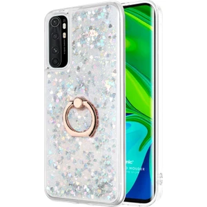 Xiaomi Mi Note 10 Lite Kılıf Glitter Liquid Holder Gümüş
