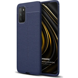 Xiaomi Poco M3 Kılıf Deri Dokulu Silikon Lacivert