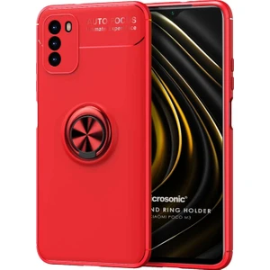 Xiaomi Poco M3 Kılıf Kickstand Ring Holder Kırmızı