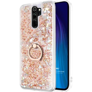 Xiaomi Redmi Note 8 Pro Kılıf Glitter Liquid Holder Gold