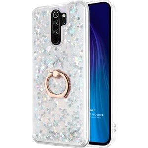 Xiaomi Redmi Note 8 Pro Kılıf Glitter Liquid Holder Gümüş