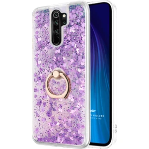 Xiaomi Redmi Note 8 Pro Kılıf Glitter Liquid Holder Mor