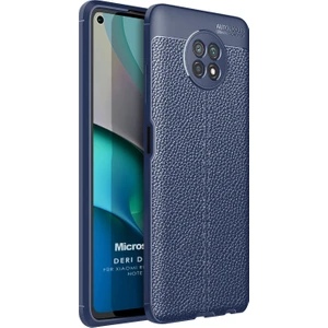 Xiaomi Redmi Note 9 5g Kılıf Deri Dokulu Silikon Lacivert