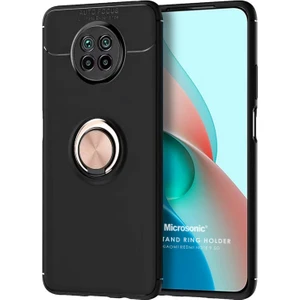 Xiaomi Redmi Note 9 5g Kılıf Kickstand Ring Holder Siyah - Rose