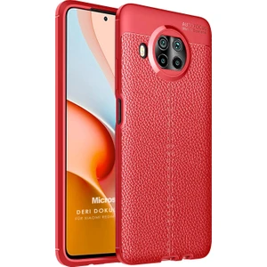 Xiaomi Redmi Note 9 Pro 5g Kılıf Deri Dokulu Silikon Kırmızı