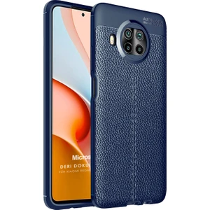 Xiaomi Redmi Note 9 Pro 5g Kılıf Deri Dokulu Silikon Lacivert