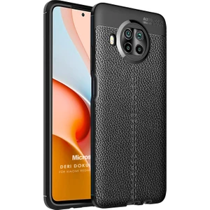 Xiaomi Redmi Note 9 Pro 5g Kılıf Deri Dokulu Silikon Siyah