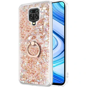 Xiaomi Redmi Note 9 Pro Max Kılıf Glitter Liquid Holder Gold