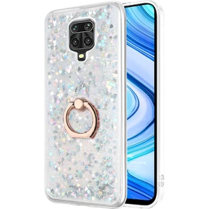 Xiaomi Redmi Note 9s Kılıf Glitter Liquid Holder Gümüş