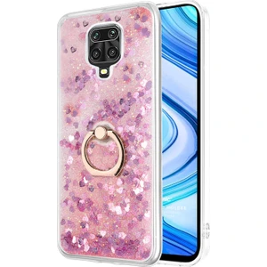 Xiaomi Redmi Note 9s Kılıf Glitter Liquid Holder Pembe