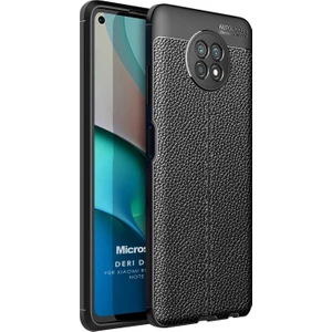 Xiaomi Redmi Note 9t Kılıf Deri Dokulu Silikon Siyah