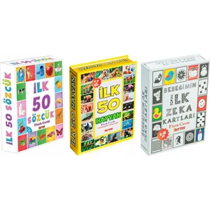 Diy Toy, Zeka Kartları, 3 Lü Set, 50 Sözcük, Ilk Zeka, 50 Hayvan,