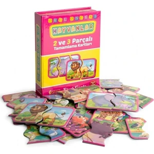 Diy Toy, Hayvanlar, Tamamlama Kartları, 2-3 Parçalı, Çocuk Puzzle,