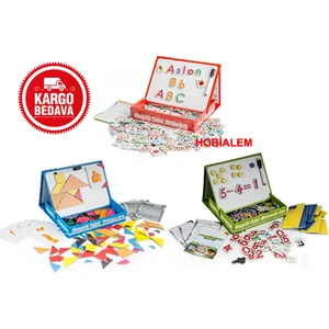 Diy Toy, Manyetik Tablet, Alfabe, Matematik, Tangram, 3 Lü Set