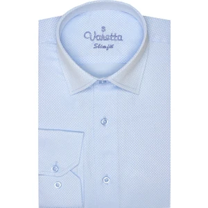 Erkek Buz Mavi Mini Desen Slim Fit Uzun Kol Erkek Gömlek